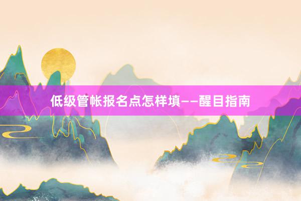 低级管帐报名点怎样填——醒目指南